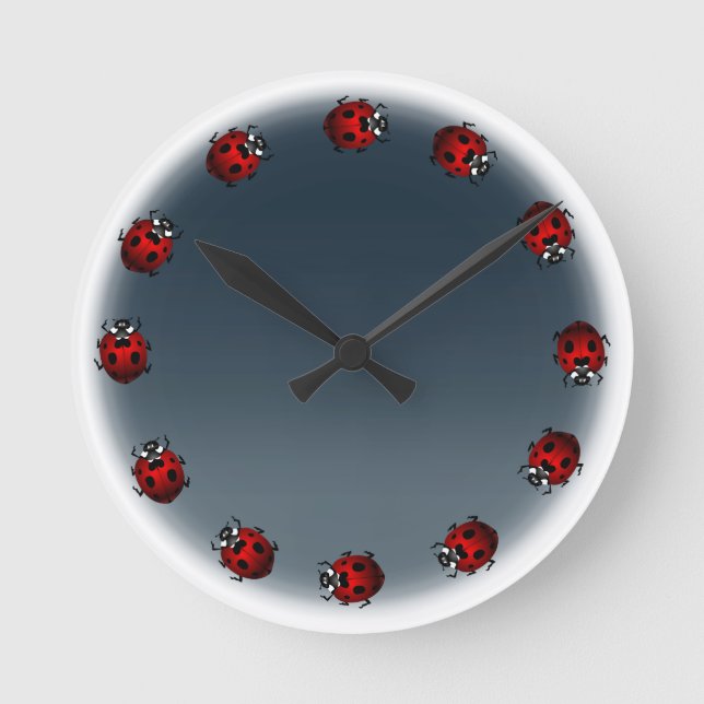 Ladybug Clock Cute Ladybug Ladybird Bug Wall Clock (Front)