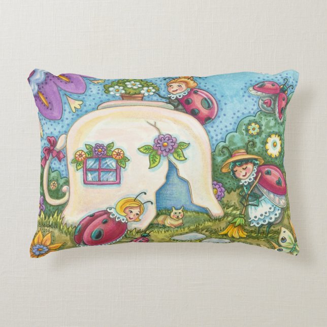 Ladybug Cottage ACCENT PILLOW Whimsy (Front)
