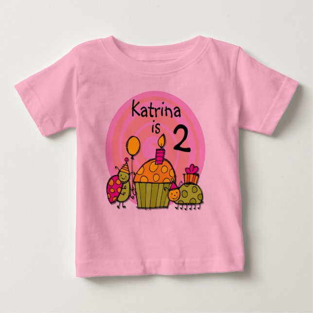 Ladybug Cupcake Customisable Birthday T-shirt (Front)