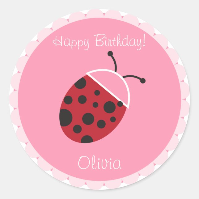 Ladybug Cupcake Topper/Sticker Classic Round Sticker (Front)