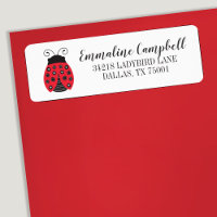 Ladybug Cute Red Address Label
