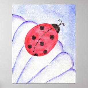 Ladybug Daisy Art Poster Print