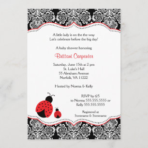 Ladybug Damask Baby Shower   Birthday Party invite