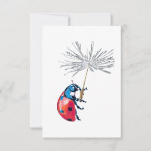 Ladybug & Dandelion Seed Postcard Style Note Card