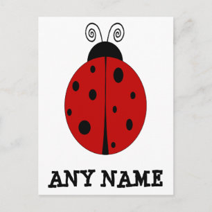 LADYBUG design customised POSTCARD with ANY NAME