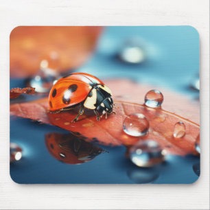 Ladybug Dewdrop Nature Serene Tranquil Mouse Pad