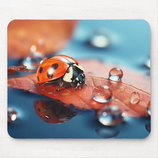 Ladybug Dewdrop Nature Serene Tranquil  Mouse Pad (Front)