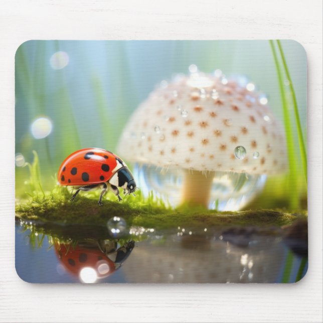 Ladybug Dewdrop Nature Serene Tranquil  Mouse Pad (Front)