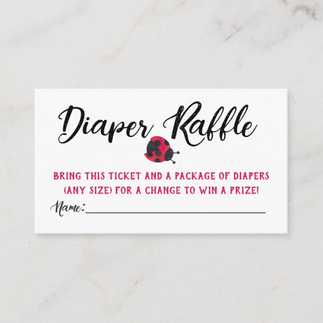 Ladybug Diaper Raffle Tickets Enclosure Card (Front)