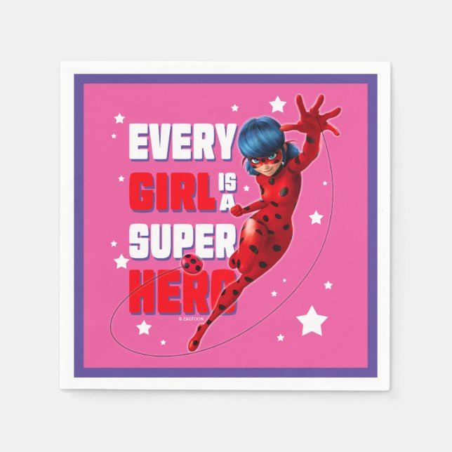 Ladybug Every Girl is a Super Hero Napkin (Front)