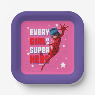 Ladybug Every Girl is a Super Hero Paper Plate