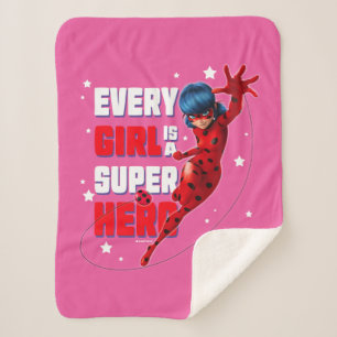 Ladybug Every Girl is a Super Hero Sherpa Blanket