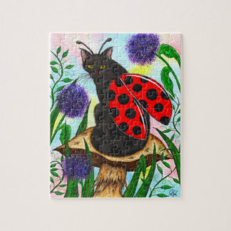 Ladybug Fairy Cat Fantasy Art Puzzle