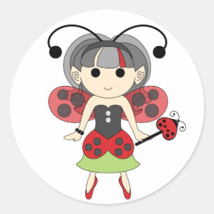 Ladybug Fairy Cute Red Bug Fairies Circle Stickers