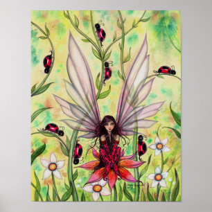 Ladybug Fairy Fantasy Art Illustration by Poster