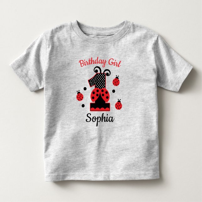 ladybug first birthday custom designs toddler T-Shirt (Front)