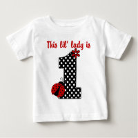 "Ladybug First Birthday" MONOGRAM RUFFLE TEE