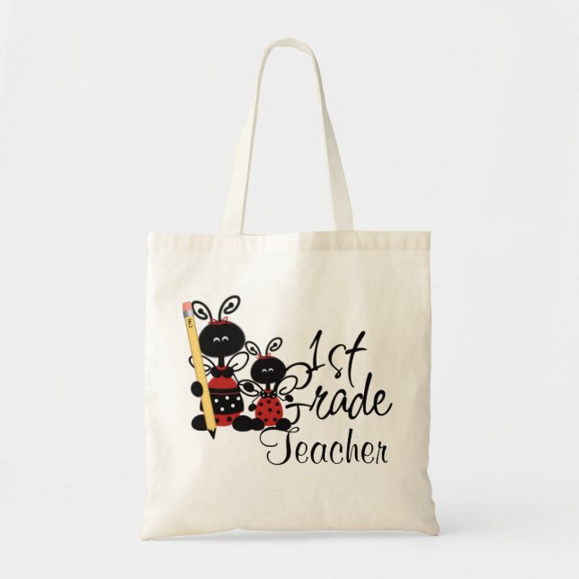Ladybug First Grade Teacher's Tote Bag (Front)