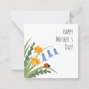 Ladybug Floral Buttercup Bluebells Mother's Day Card