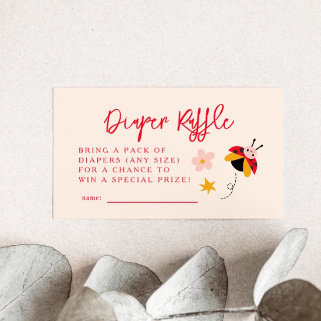Ladybug Floral Diaper Raffle Ticket  Enclosure Card (Creator Uploaded)