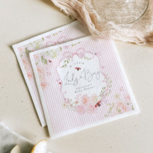 LadyBug Floral Pink Bow Baby Shower Napkins