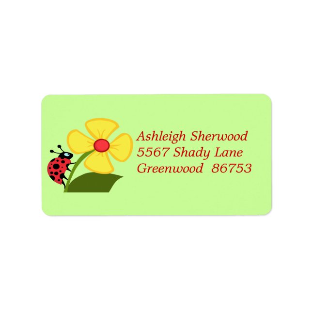 Ladybug/Flower Address Label (Front)