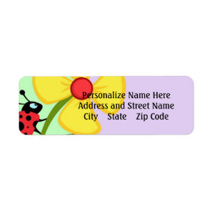 Ladybug Flower Label Return Address Label
