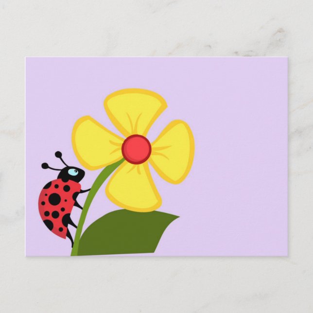 Ladybug Flower Postcard (Front)