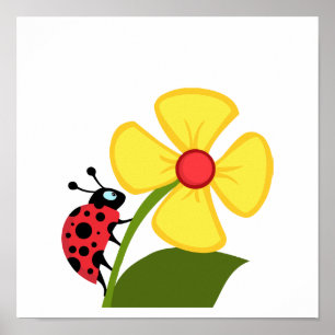 Ladybug Flower Poster