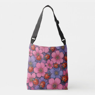 Ladybug Flowers Crossbody Bag