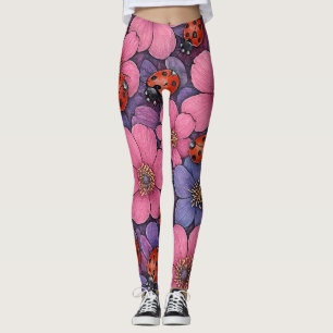 Ladybug Flowers Leggings