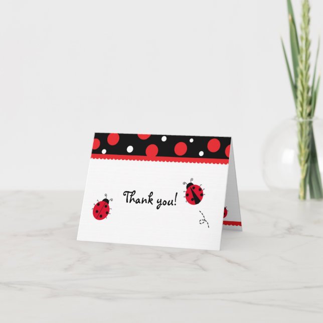 Ladybug Folded Thank you Note Cards (Front)