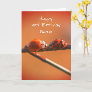 Ladybug Friends Nature Personalised Birthday  Card