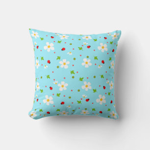 Ladybug Garden Floral Seamless Pattern Cushion