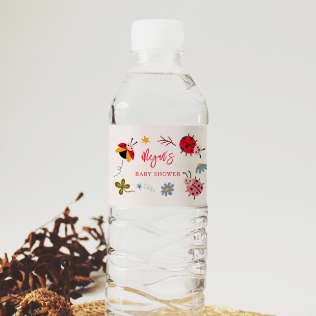 Ladybug Girl Baby Shower Water Bottle Label (Creator Uploaded)