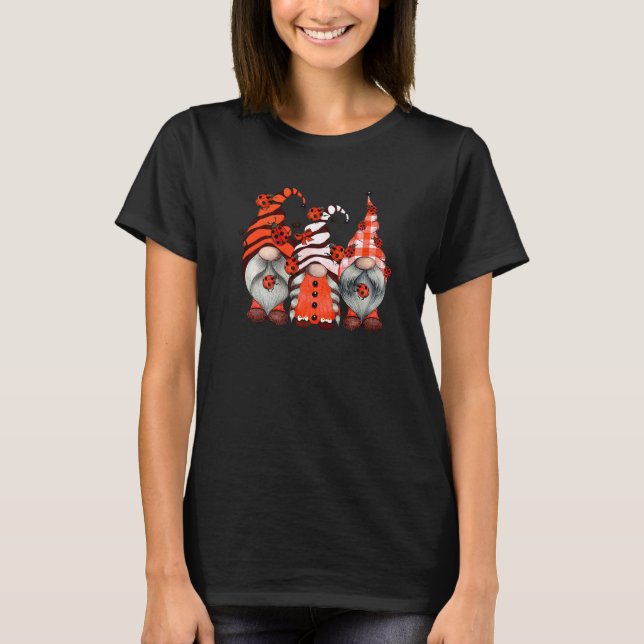 Ladybug Gnomes Tomte Scandinavian Three Garden Gno T-Shirt (Front)