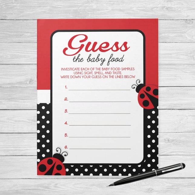 Ladybug Guess The Baby Food Game Answer Pack Notepad (Ladybug Guess The Baby Food Baby Shower Game)
