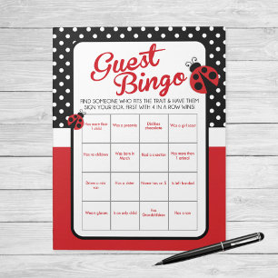 Ladybug Guest Bingo Baby Shower Game Pack Notepad