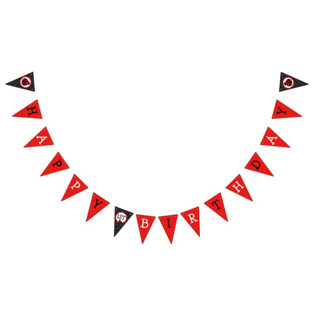 Ladybug Happy Birthday Bunting Flag Banner (All)