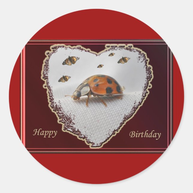 Ladybug Happy Birthday Sticker (Front)
