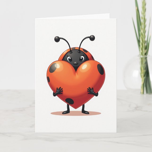 Ladybug Heart Love Card (Front)