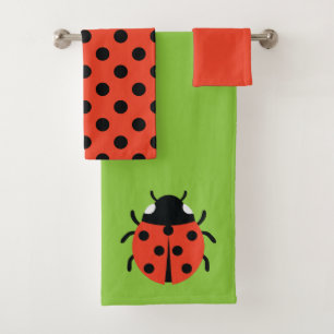 Ladybug Illustration Bath Towel Set