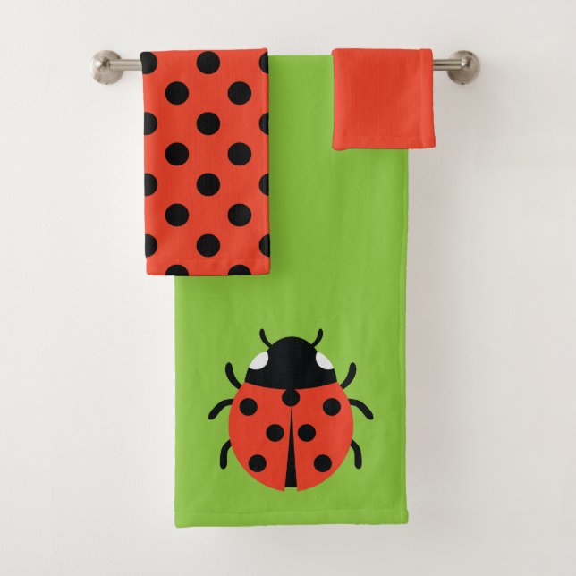 Ladybug Illustration Bath Towel Set (Insitu)
