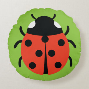 Ladybug Illustration Round Cushion