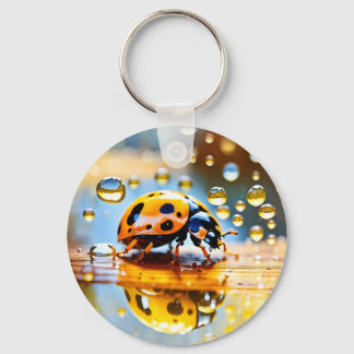 Ladybug in rain key ring