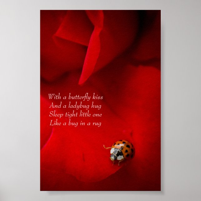 Ladybug in Red Rose Ladybug Hug Child's Poster (Front)