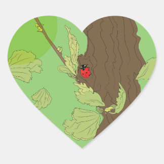 Ladybug in spring heart sticker