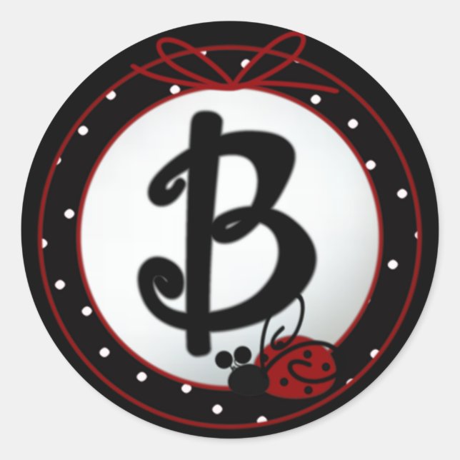 Ladybug Initial B Round Stickers (Front)