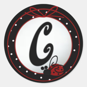Ladybug Initial C Round Stickers