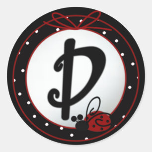Ladybug Initial D Round Stickers